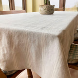 Dove Grey Stripe Linen Tablecloth