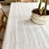 Dove Grey Stripe Linen Tablecloth