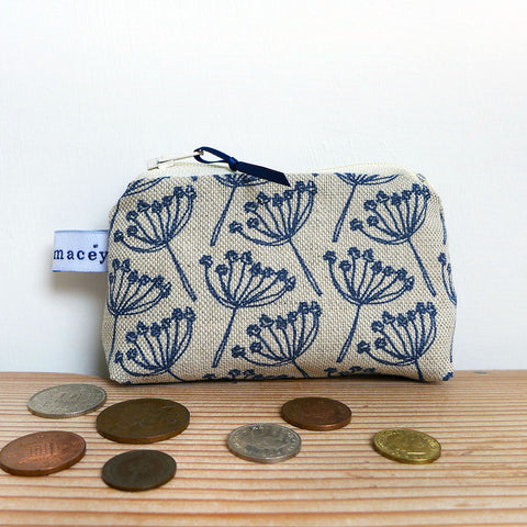 Navy Cow Parsley Coin Purse