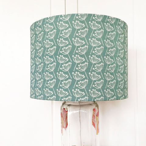 Sea Green Cow Parsley Printed Linen Lampshade
