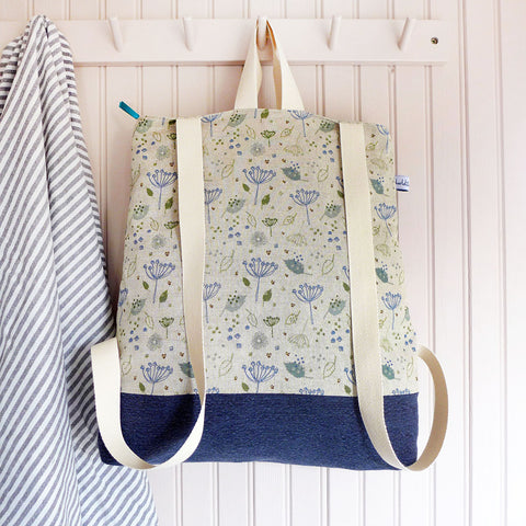 Blue Parsley Linen Rucksack