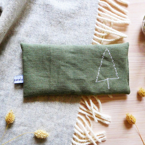 Embroidered Linen Fir Tree Lavender Eye Pillow