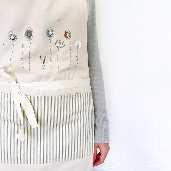 Embroidered Cotton Wildflowers Apron