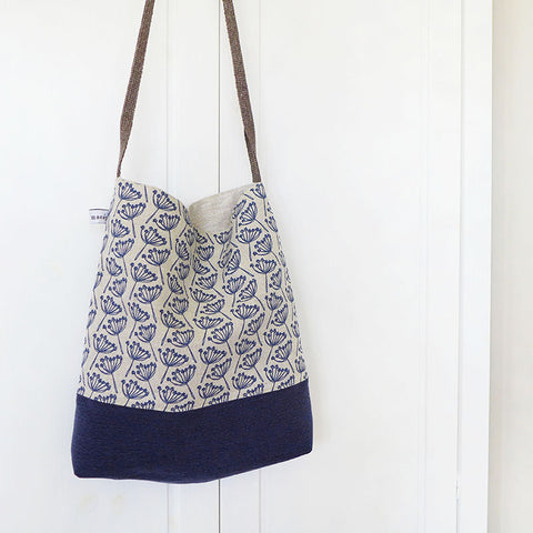 Navy Cow Parsley Day Bag