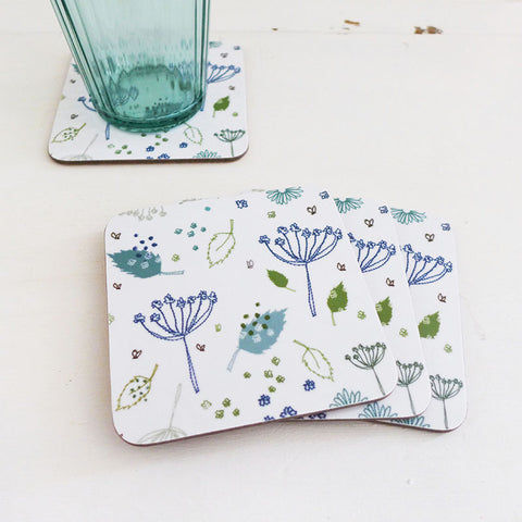 Set of Blue Parsley Coasters