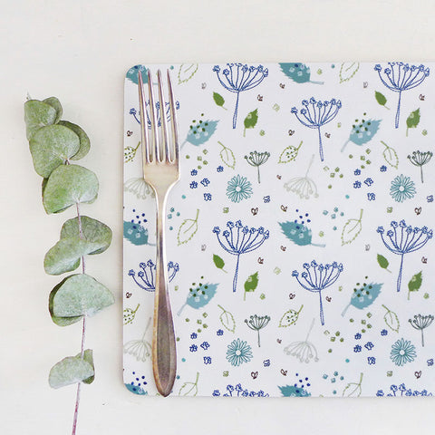 Set of Blue Parsley Placemats