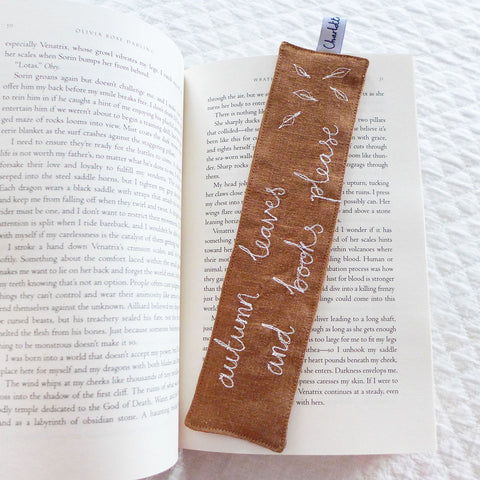 Autumn Leaves Embroidered Bookmark