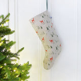 Christmas Reindeer Linen Stocking