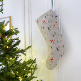 Christmas Reindeer Linen Stocking
