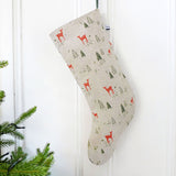 Christmas Reindeer Linen Stocking