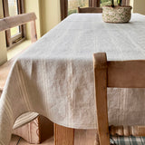 Dove Grey Stripe Linen Tablecloth