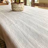 Dove Grey Stripe Linen Tablecloth