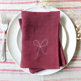 Embroidered Berry Linen Bows Napkins