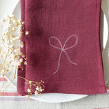 Embroidered Berry Linen Bows Napkins