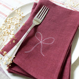 Embroidered Berry Linen Bows Napkins