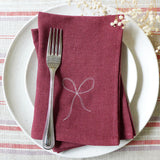 Embroidered Berry Linen Bows Napkins
