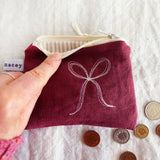 Embroidered Berry Linen Bows Purse