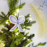 Set of 3 Embroidered Christmas Bow Tree Decorations