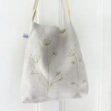 Embroidered Cow Parsley Linen Day Bag