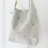 Embroidered Cow Parsley Linen Day Bag