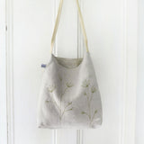 Embroidered Cow Parsley Linen Day Bag