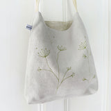 Embroidered Cow Parsley Linen Day Bag