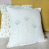 Embroidered Cow Parsley Cotton Cushion