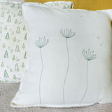 Embroidered Cow Parsley Cotton Cushion
