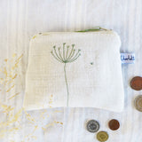Embroidered Cow Parsley Linen Purse