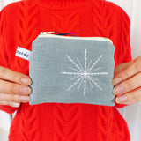 EMBROIDERED LINEN PURSE - snowflake