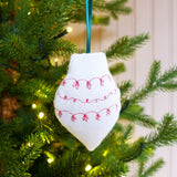 Embroidered Ivory Bauble Tree Decoration