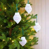 Embroidered Ivory Bauble Tree Decoration