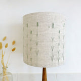 Embroidered Lavender Natural Linen Lampshade