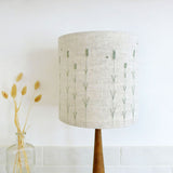 Embroidered Lavender Natural Linen Lampshade