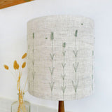 Embroidered Lavender Natural Linen Lampshade