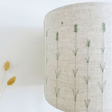 Embroidered Lavender Natural Linen Lampshade