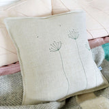 Embroidered Natural Linen Cow Parsley Cushion