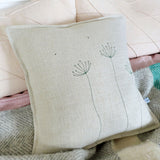 Embroidered Natural Linen Cow Parsley Cushion