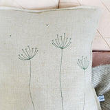 Embroidered Natural Linen Cow Parsley Cushion