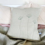 Embroidered Natural Linen Cow Parsley Cushion