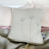 Embroidered Natural Linen Cow Parsley Cushion