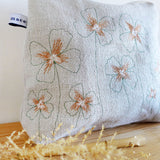 Embroidered Oxalis Dove Grey Linen Tall Pouch