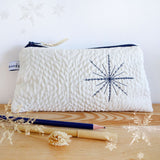 Embroidered Snowflake Quilted Long Pouch