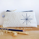 Embroidered Snowflake Quilted Long Pouch