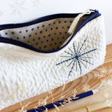 Embroidered Snowflake Quilted Long Pouch