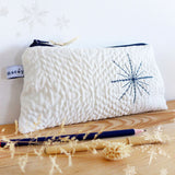 Embroidered Snowflake Quilted Long Pouch