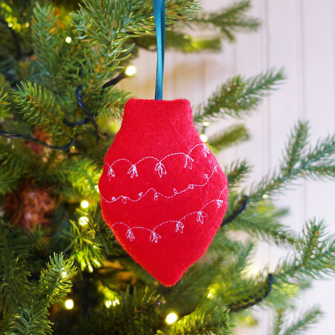 Embroidered Red Bauble Tree Decoration
