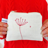 EMBROIDERED LINEN PURSE - Cow Parsley