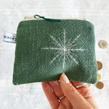 Embroidered Snowflake Forest Green Purse