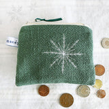 Embroidered Snowflake Forest Green Purse